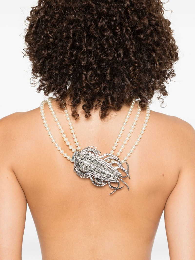 Valentino pearl-embellished crystal necklace outlook