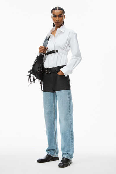 Alexander Wang Leather stacked jean in denim outlook