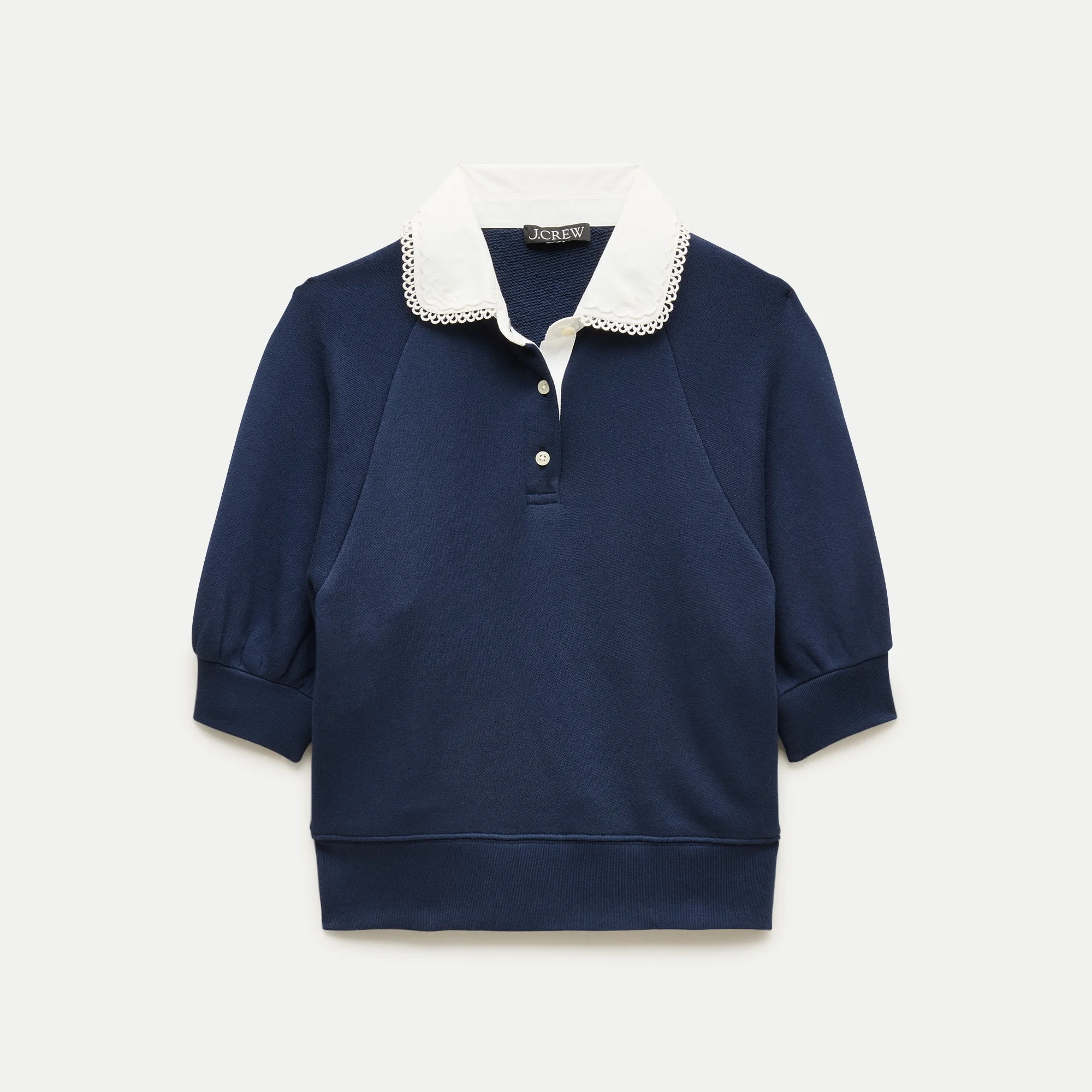Heritage Terry sweatshirt polo with eyelet collar - 1