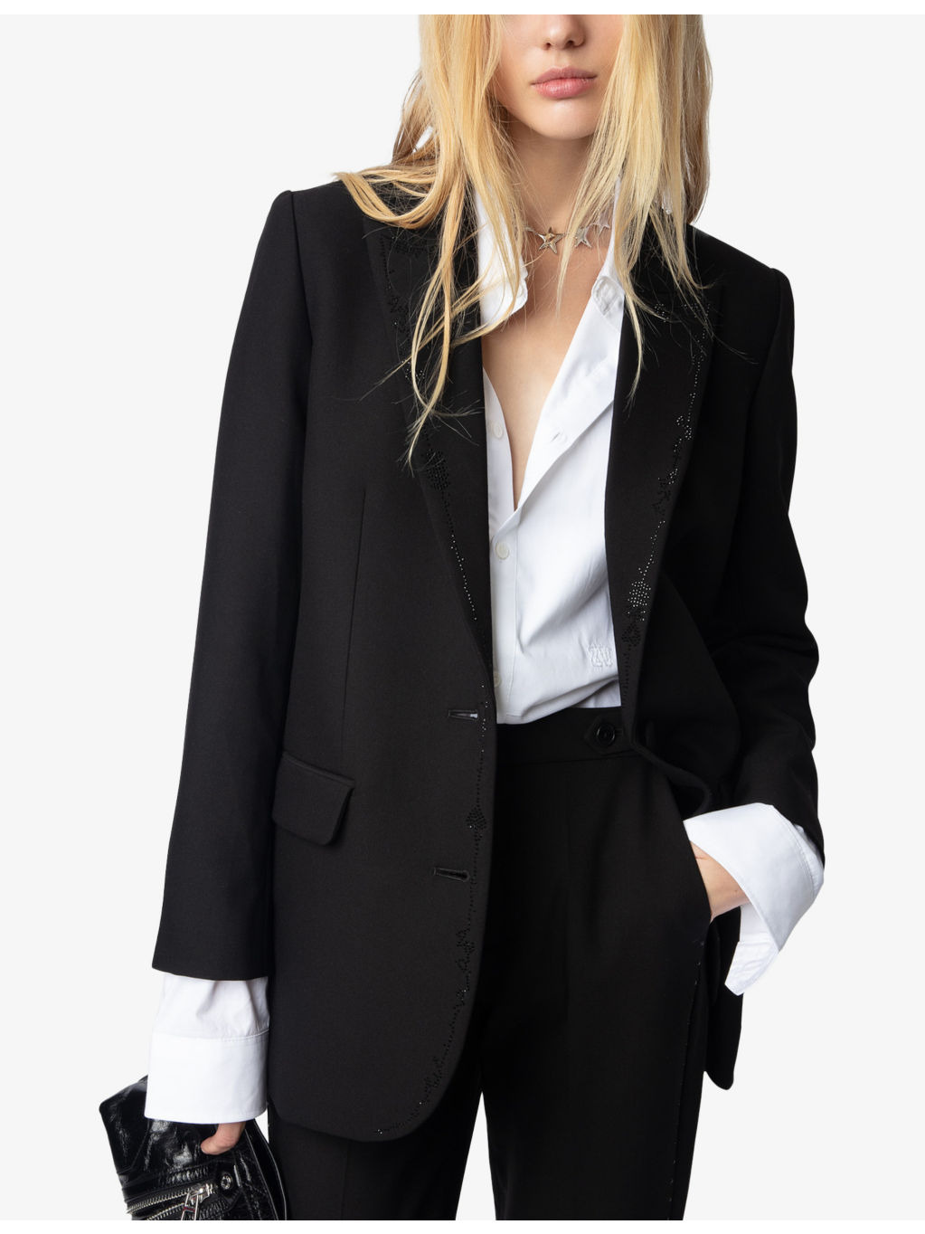 Viva rhinestone-embellished stretch-woven blazer - 3