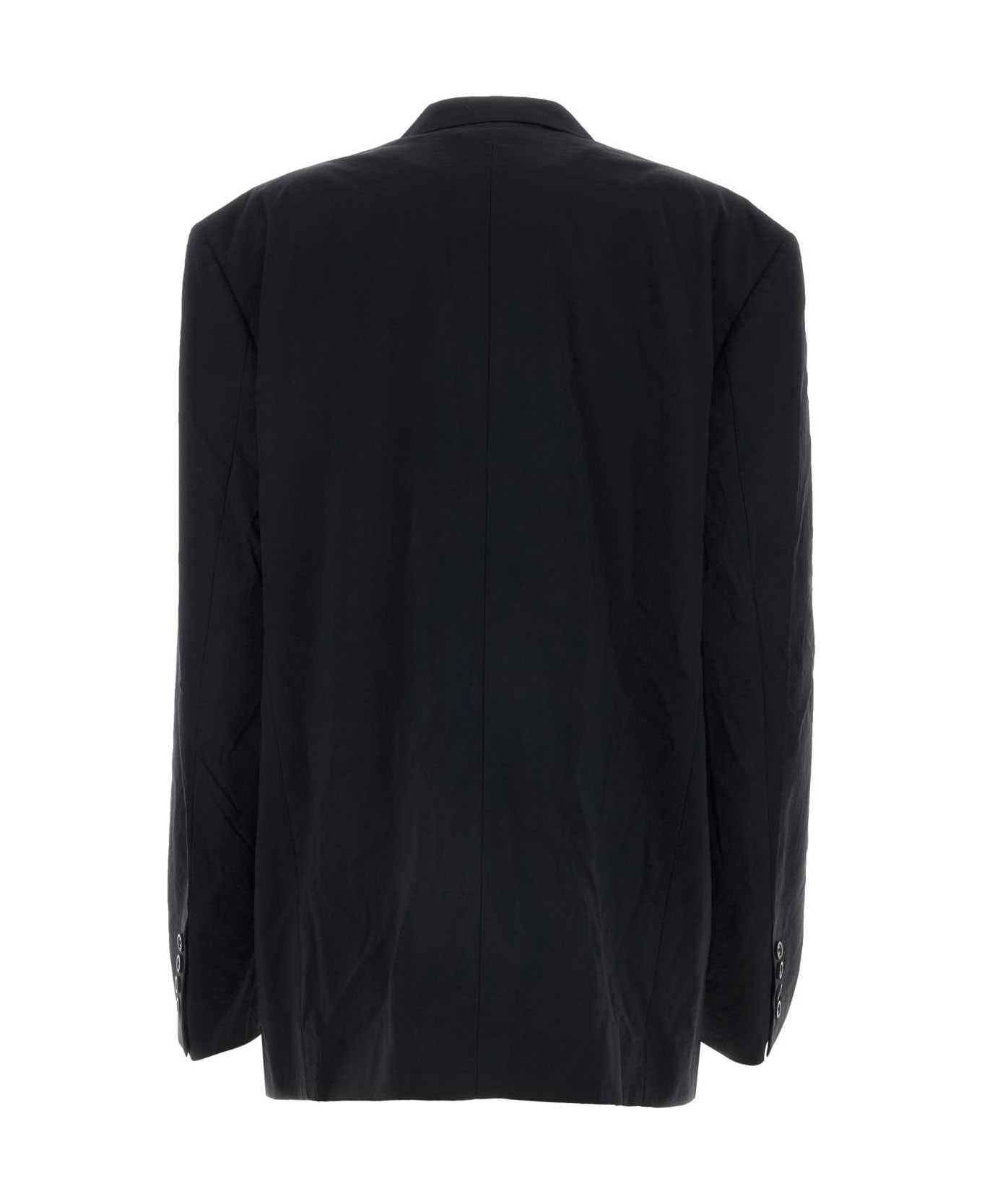 Black Nylon Oversize Blazer - 2