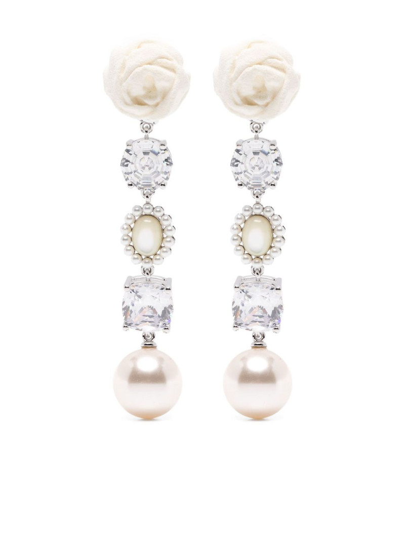 crystl-embellishment pearl drop earrings 1