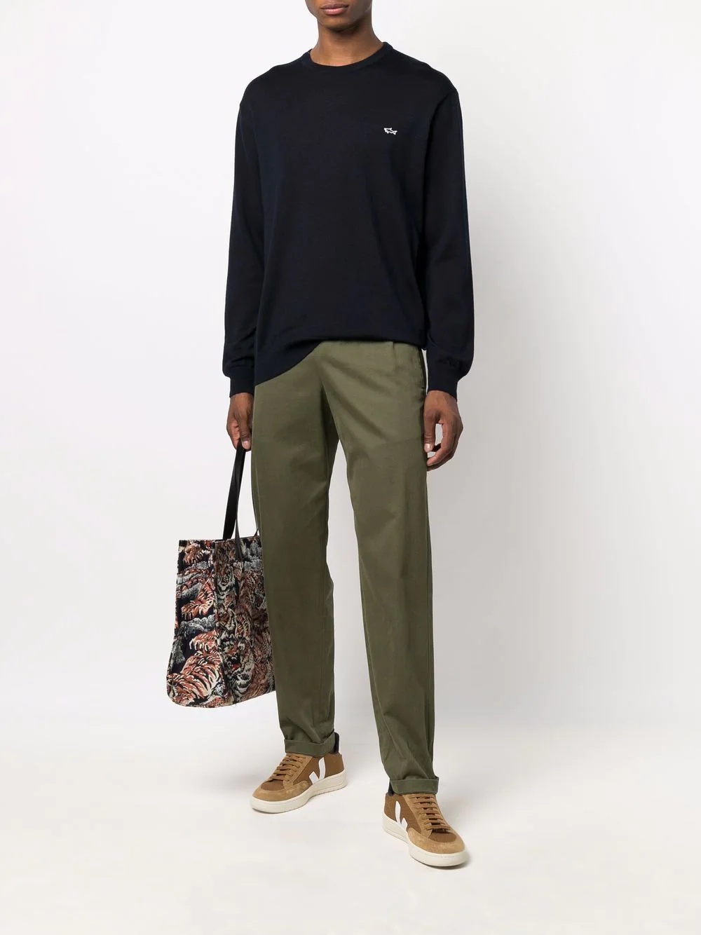 embroidered logo virgin wool sweater - 2