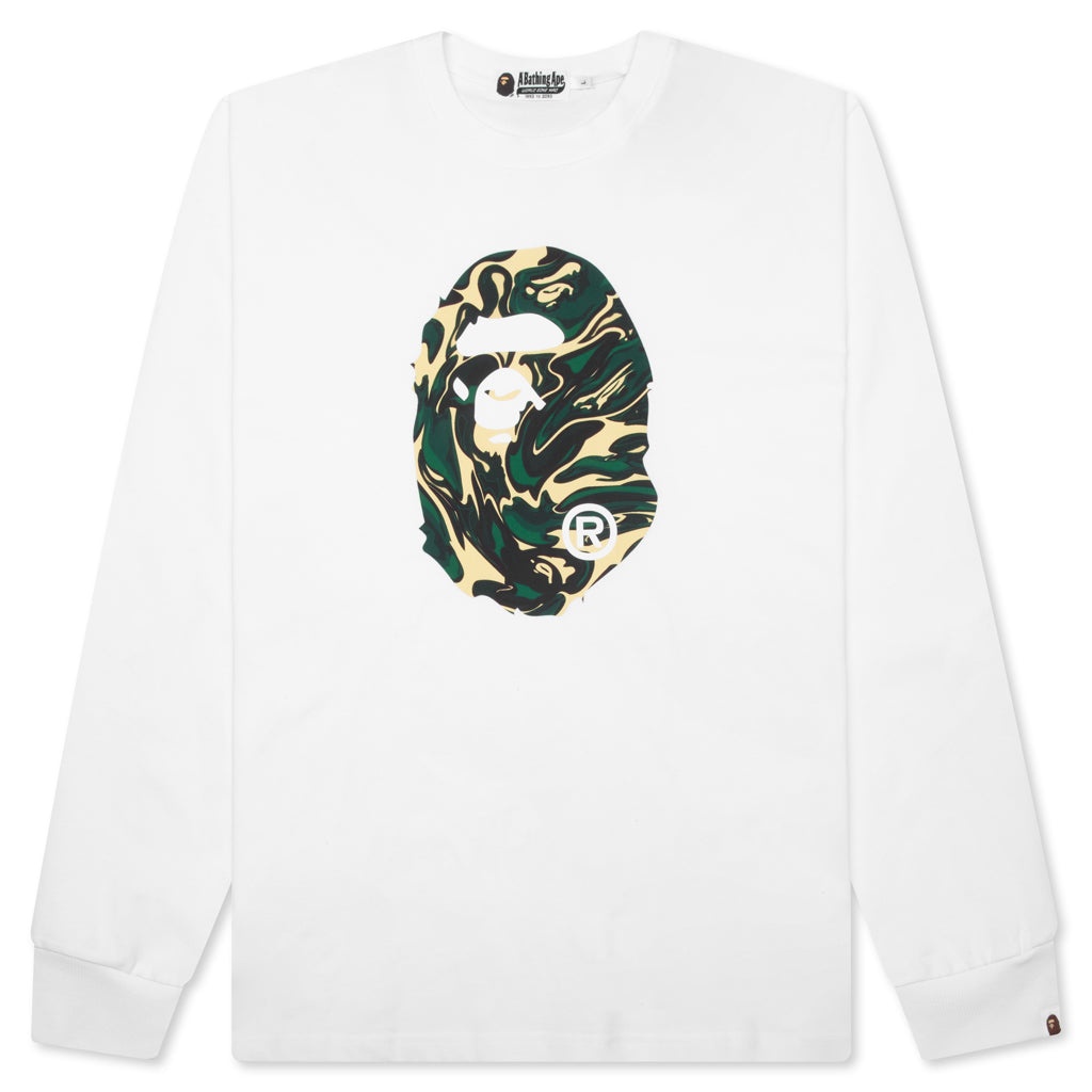 MARBLING CAMO APE HEAD RELAXED FIT L/S TEE - WHITE - 1