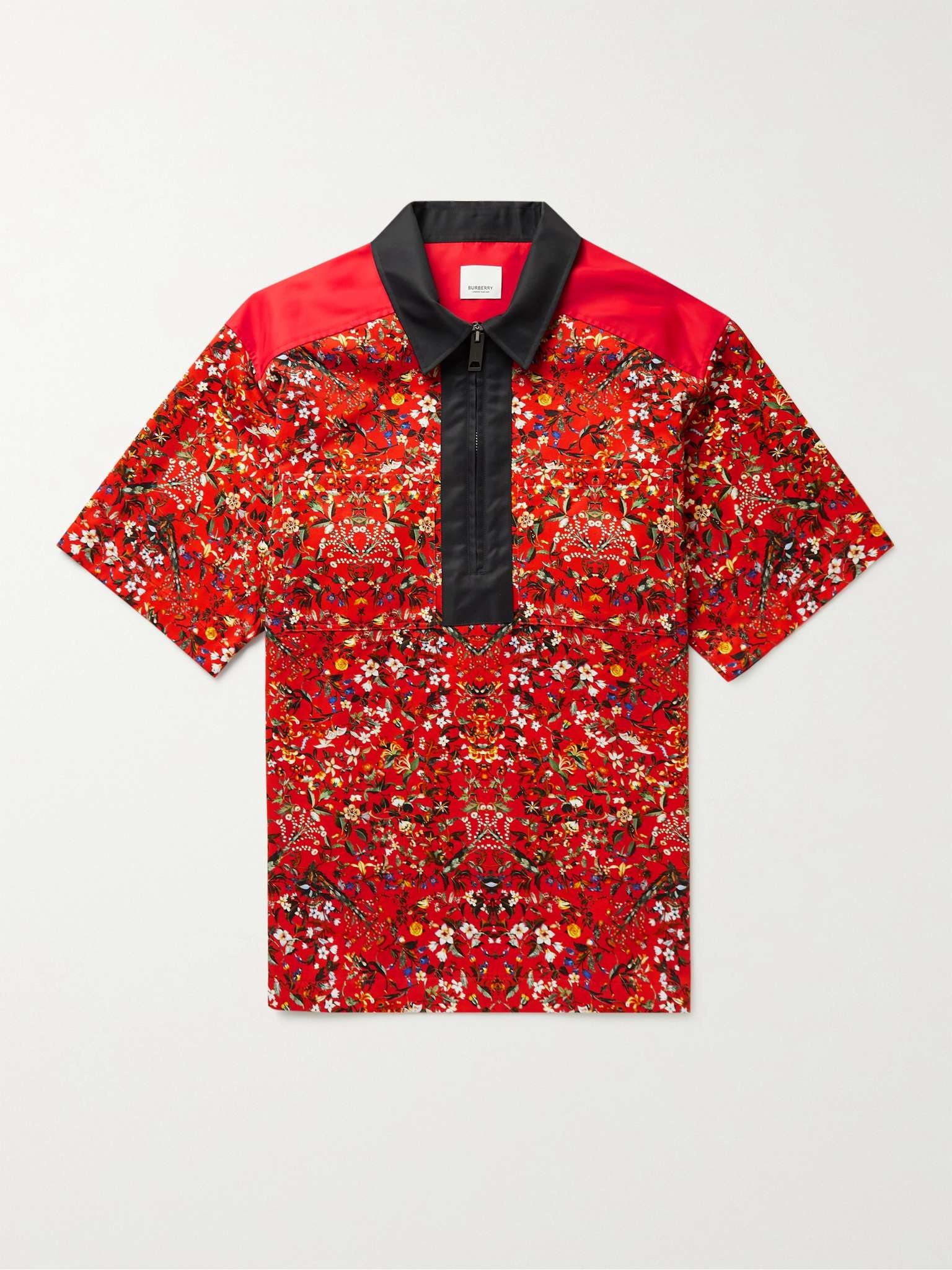 Nylon-Trimmed Floral-Print Cotton-Twill Polo Shirt - 1