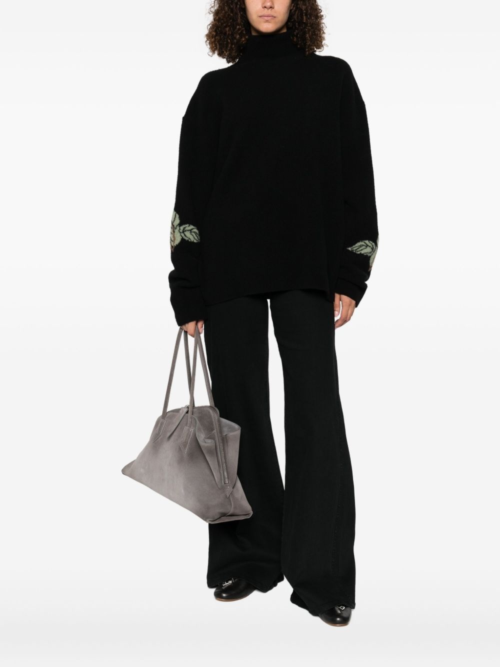 rose-embellished wool sweater - 3
