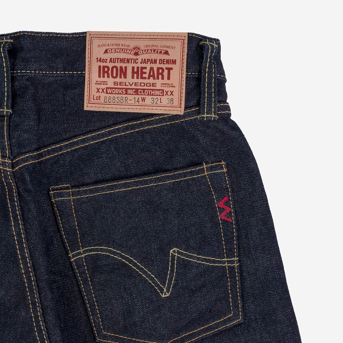 IH-888SBR-14 14oz Broken Twill Selvedge Denim Medium/High Rise Tapered Cut Jeans - Indigo - 6