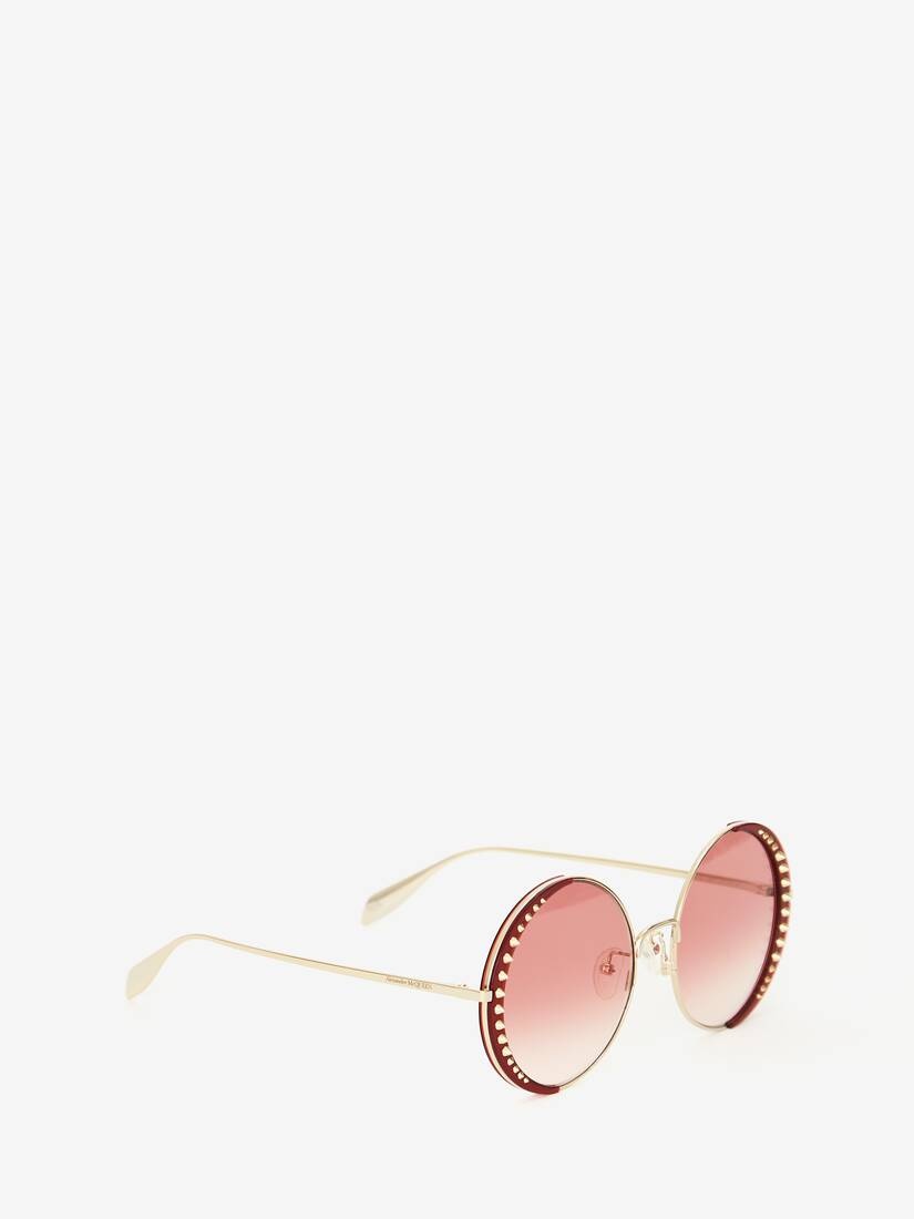 Studded Lens Round Sunglasses in Gold/red - 3
