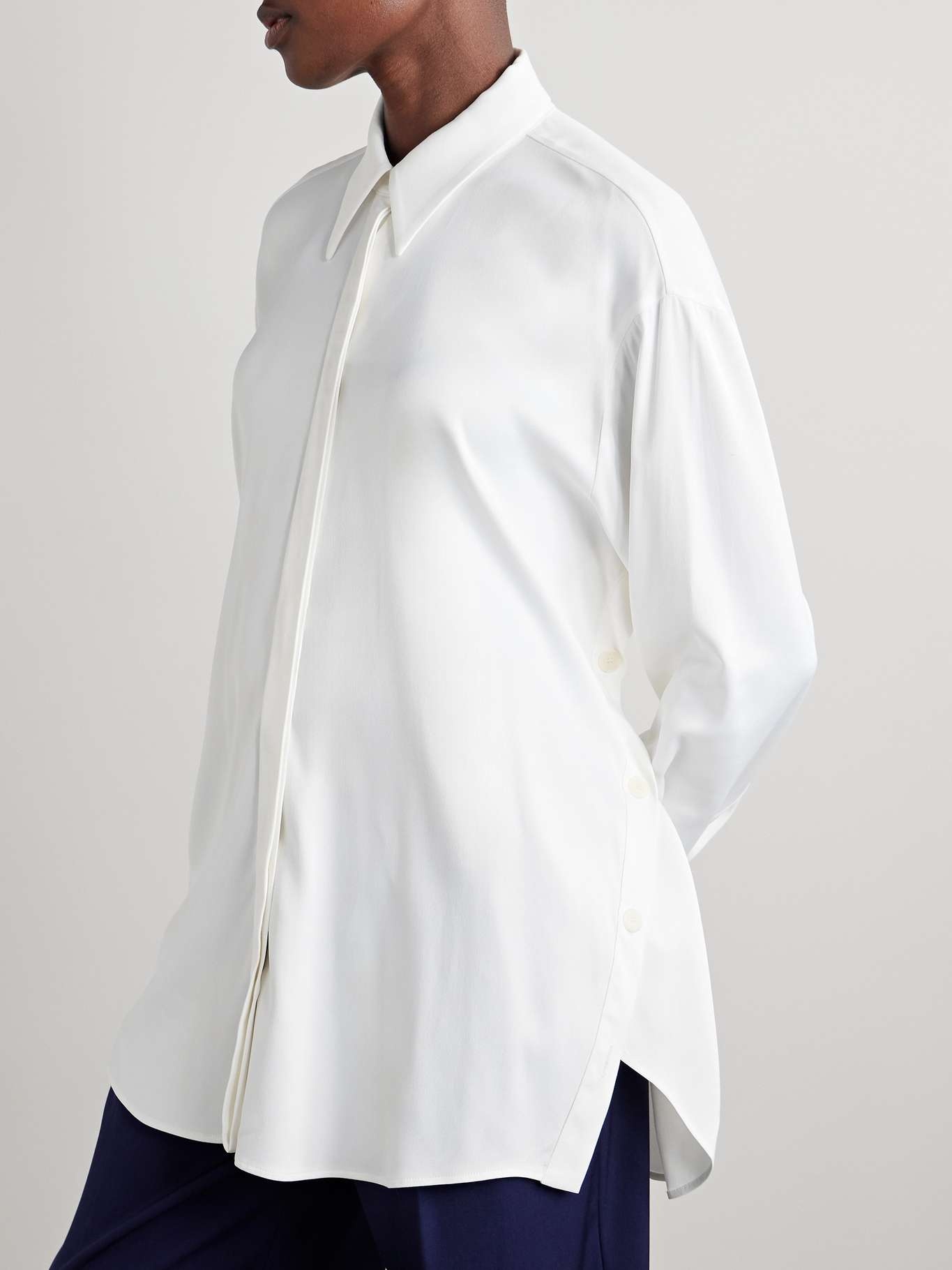 Satin-crepe shirt Off-white - 3
