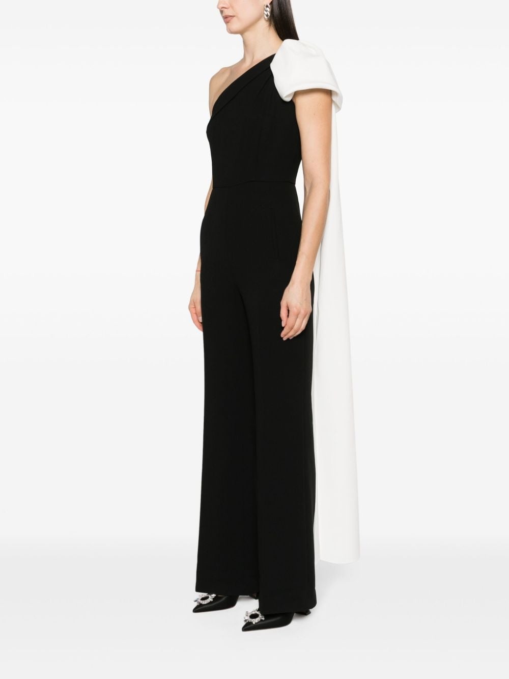 one-shoulder crepe jumpsuit - 3