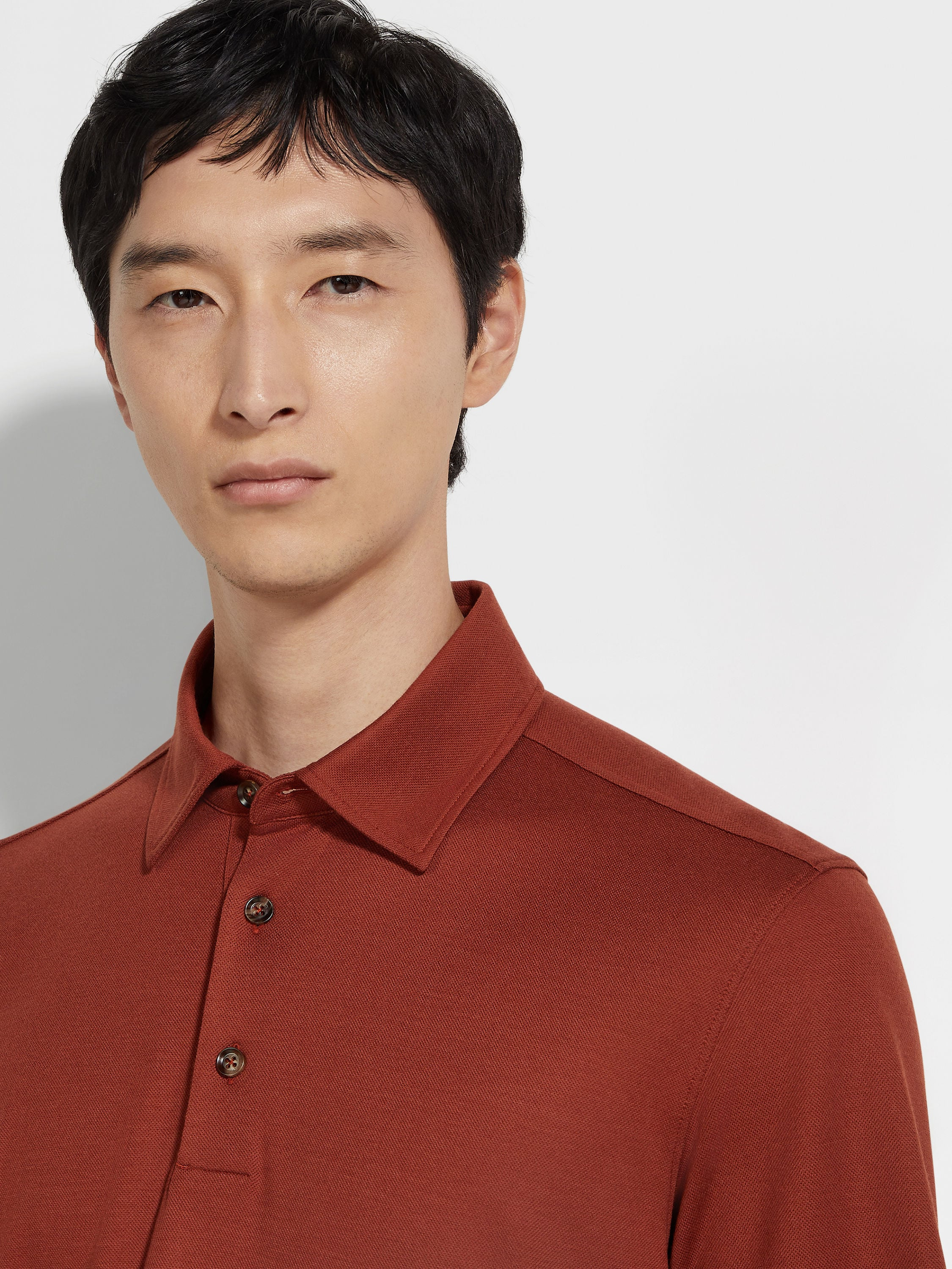 BRICK RED VELLUS AUREUM POLO SHIRT - 2
