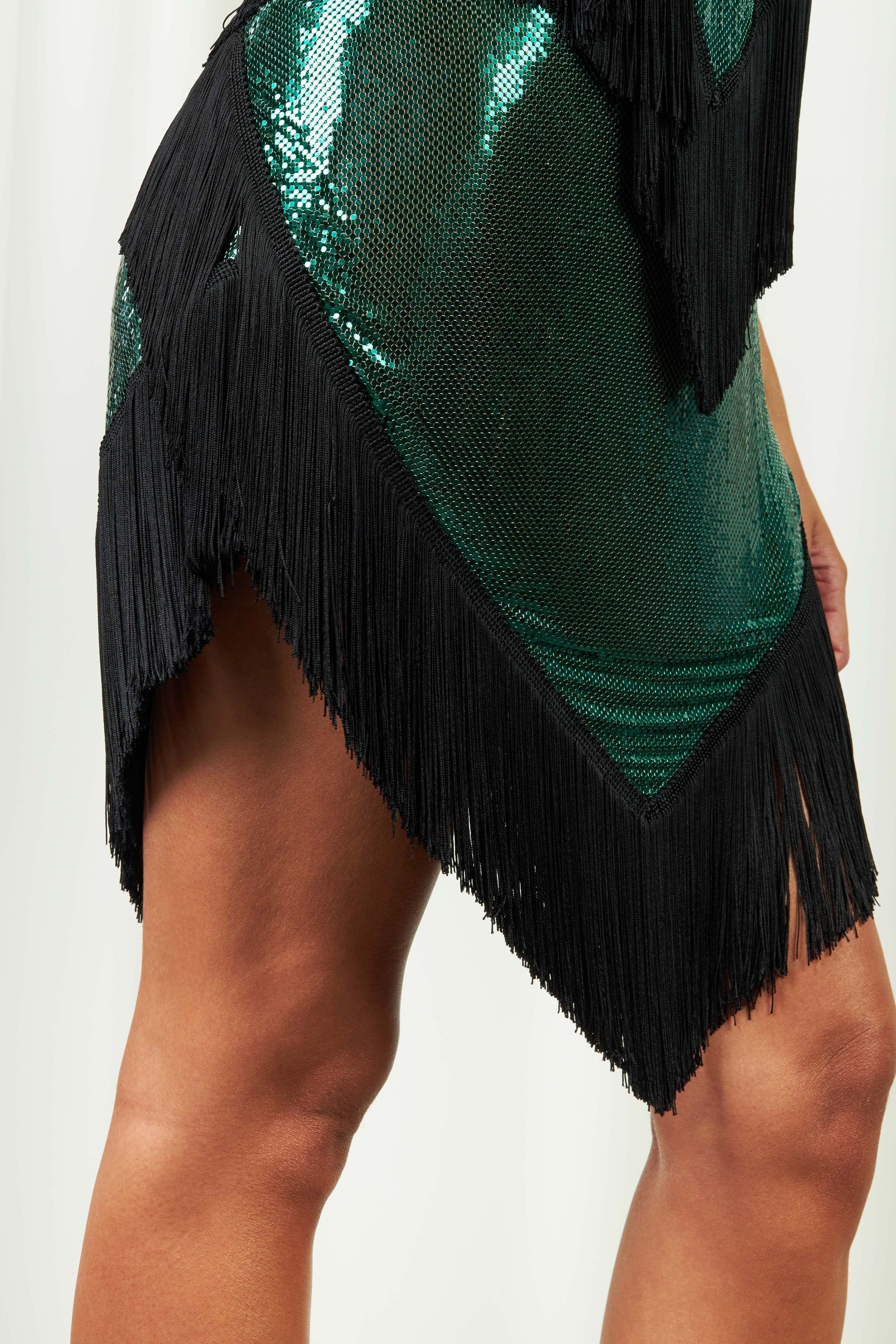 Metallic Fringed Mini Skirt - 3