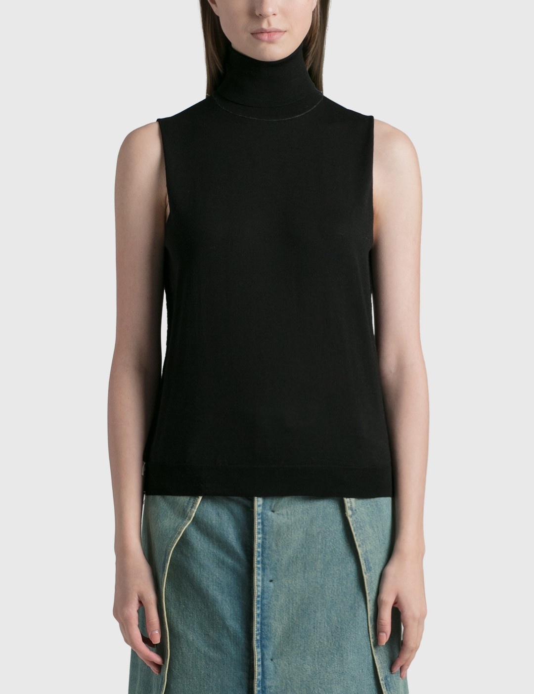 roll-neck sleeveless knitted top - 1