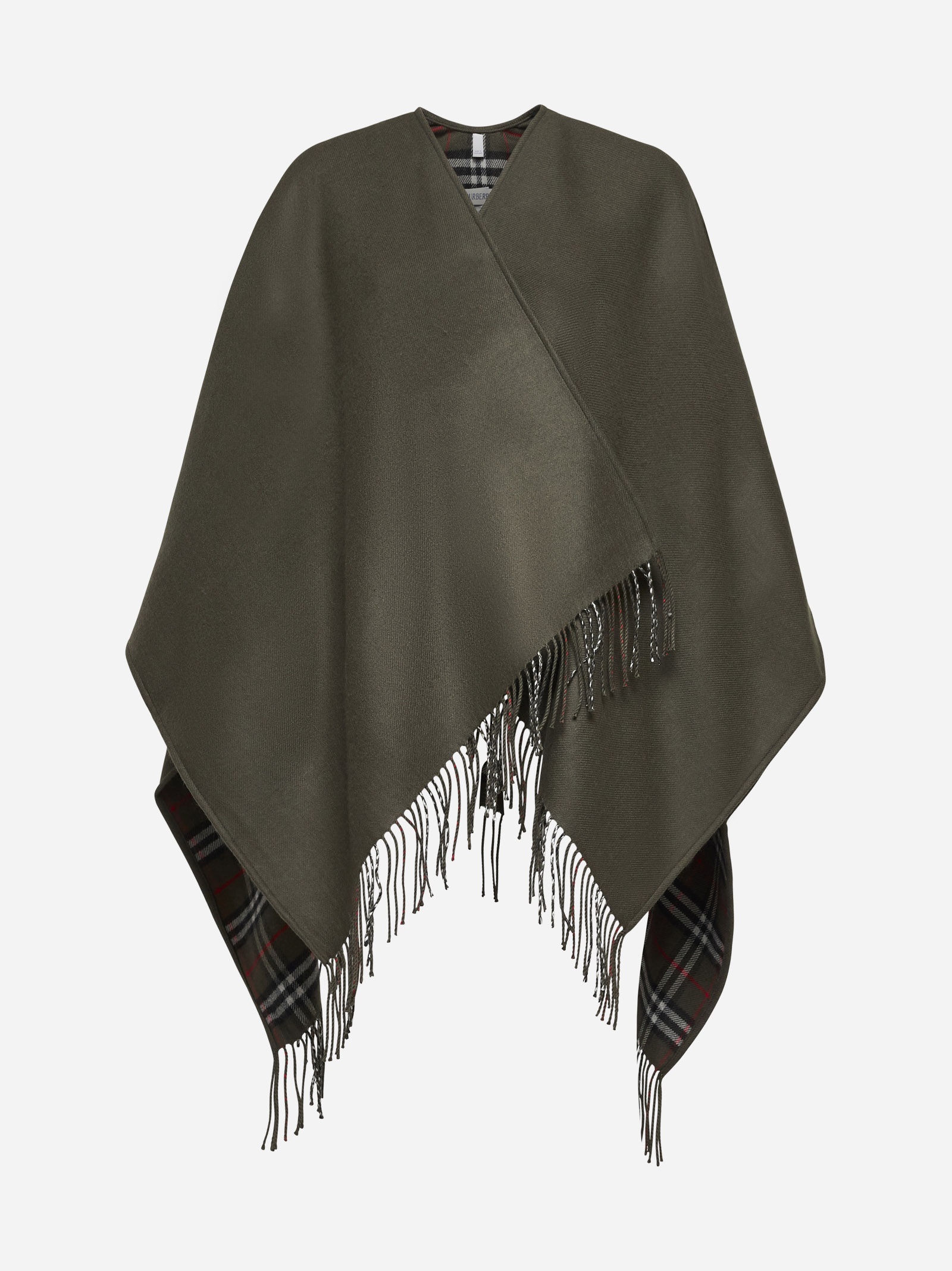 Check wool reversible cape - 1