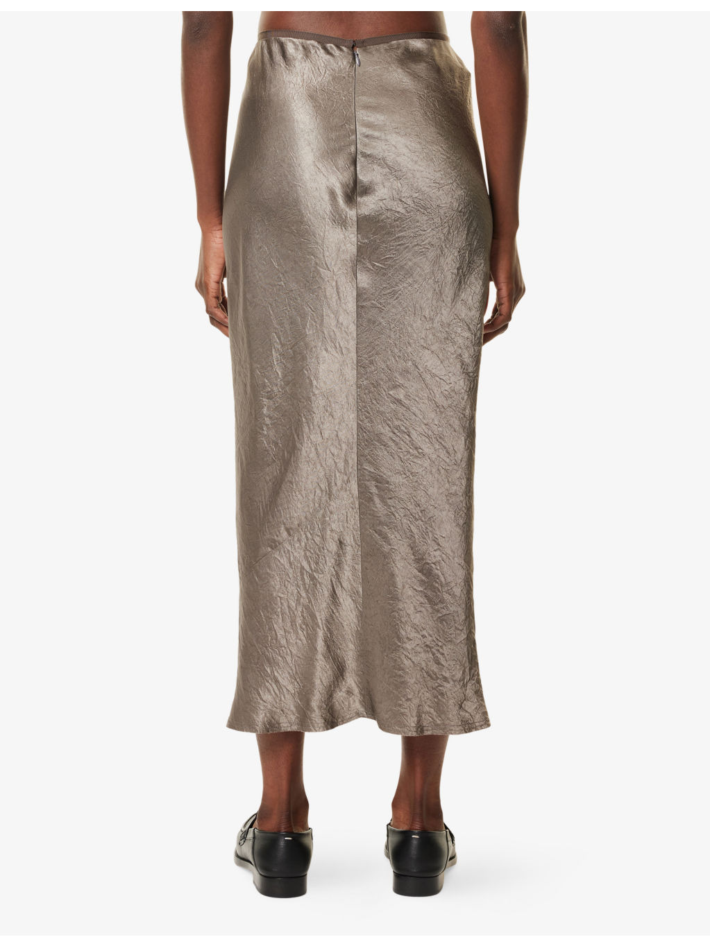 Crinkled-Texture Regular-Fit Woven Midi Skirt - 4