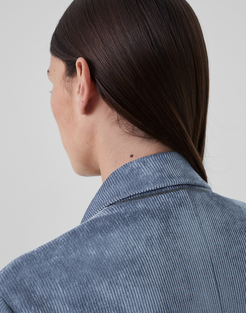 Hammered corduroy blazer with monili 3