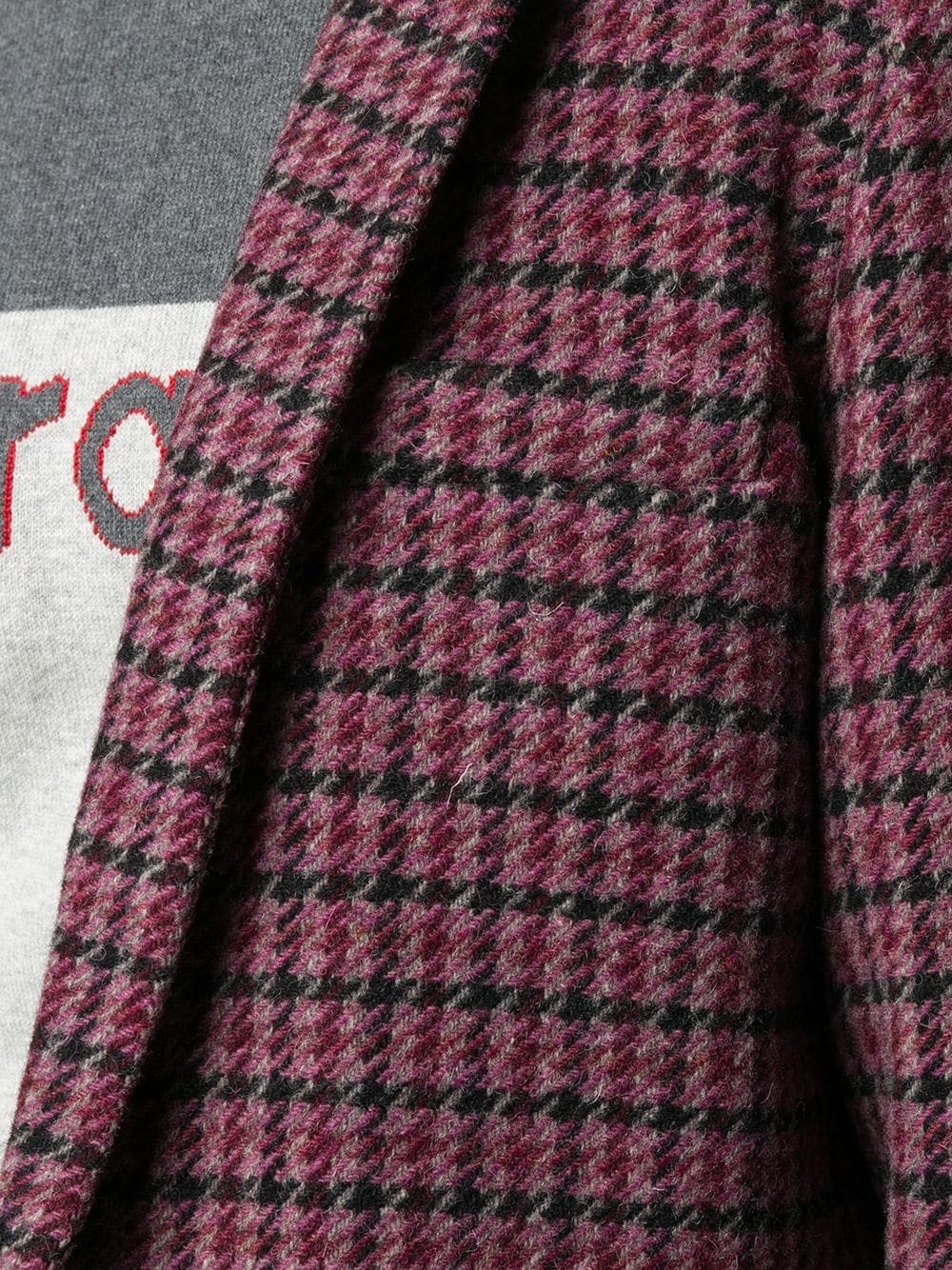 long-sleeved check pattern blazer - 5