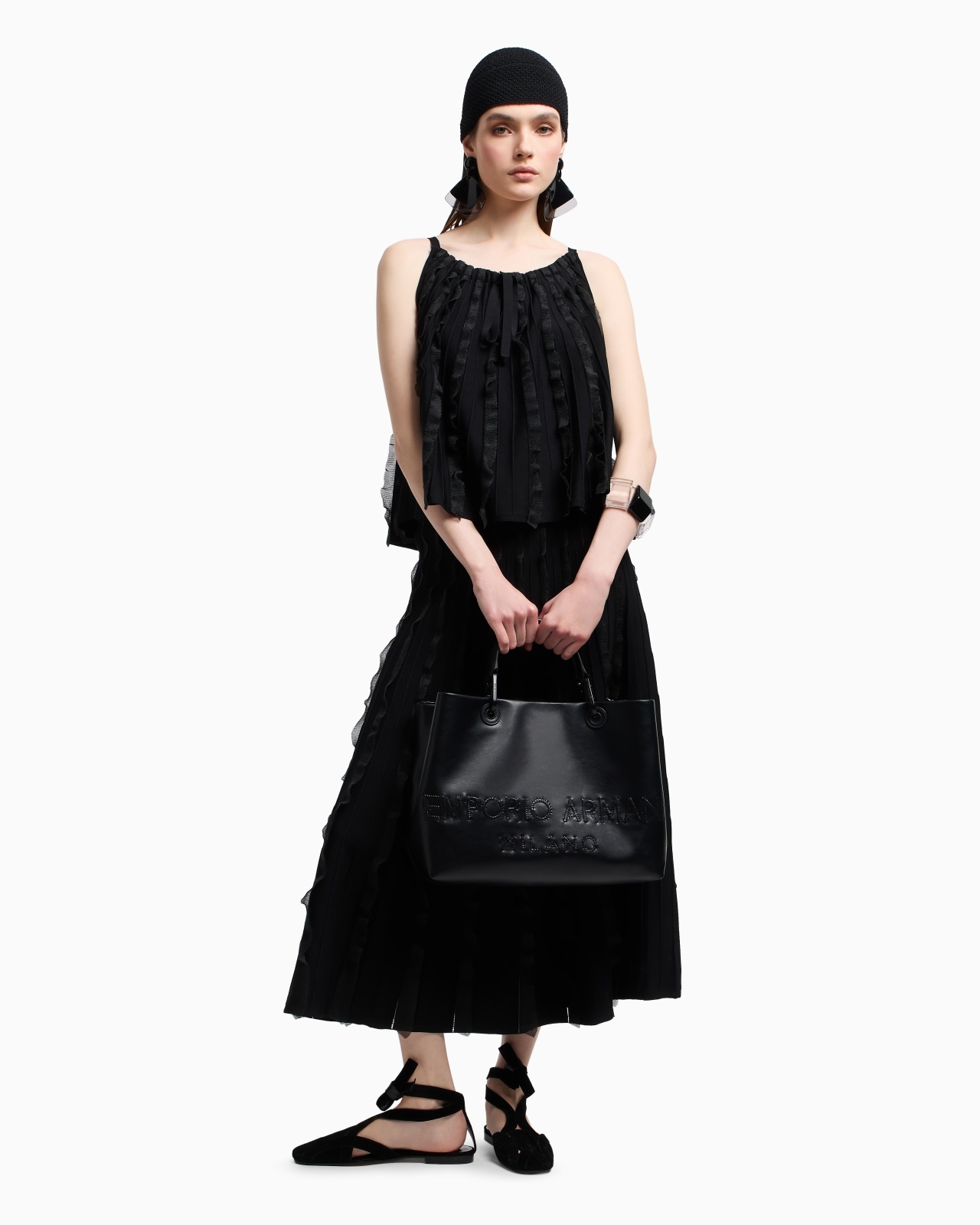 VISCOSE KNIT SKIRT WITH RUCHES - 2