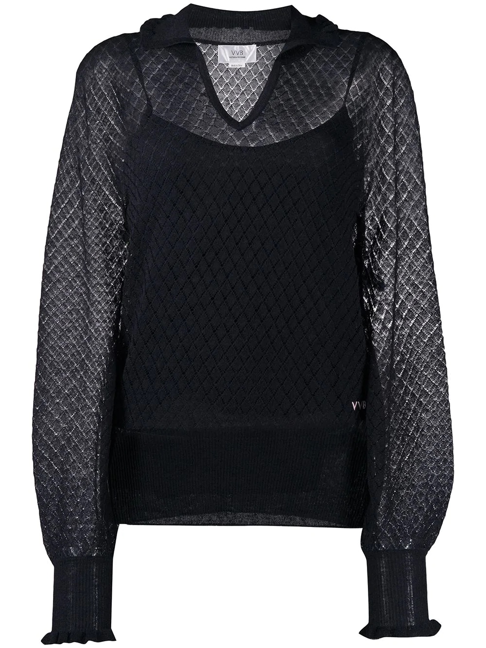 semi-sheer knitted jumper - 1