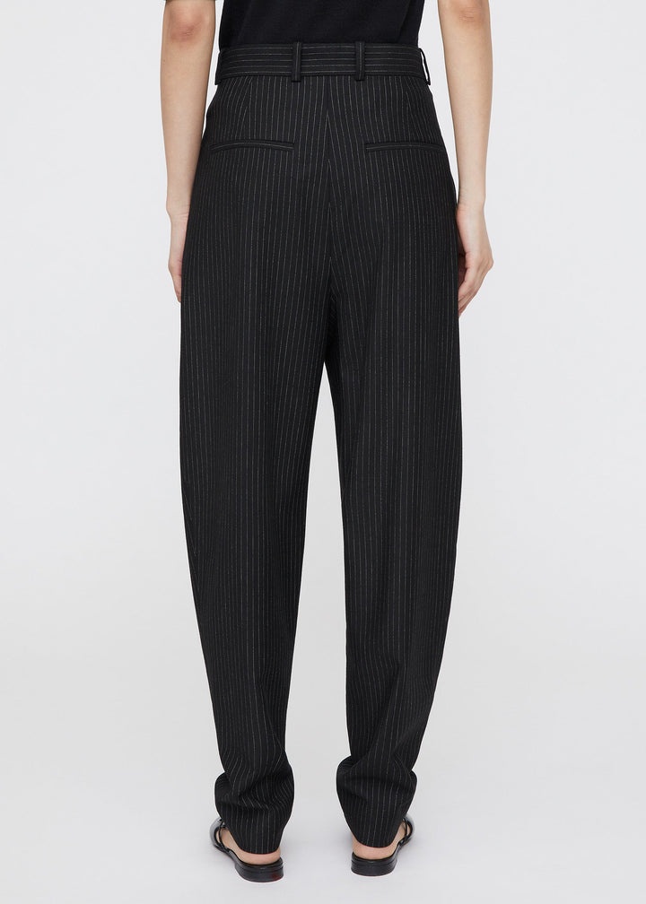Tapered viscose wool trousers black pinstripe - 4