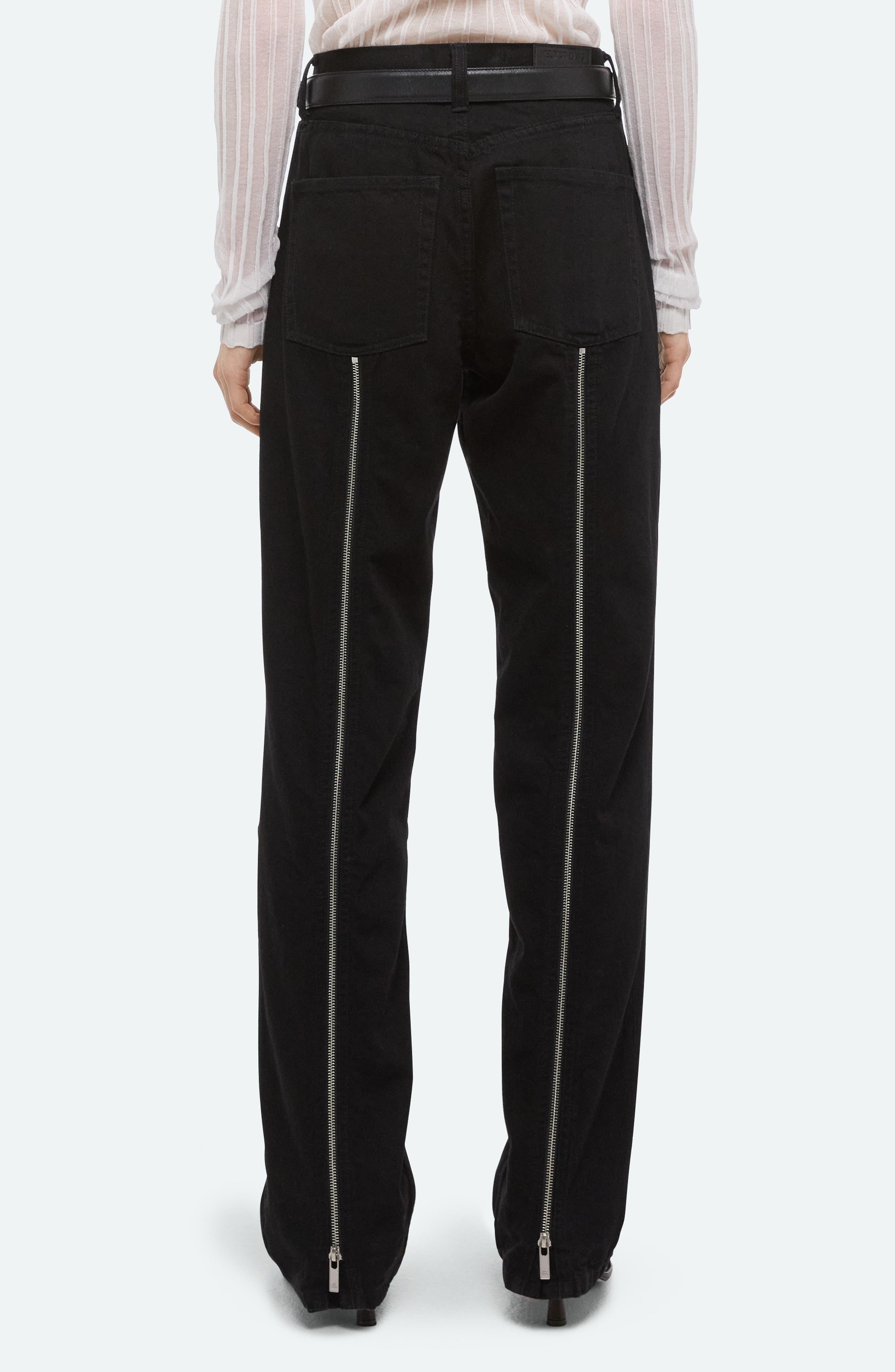 Helmut Lang Back Zip Carpenter Jeans in Rinsed Black at Nordstrom - 2