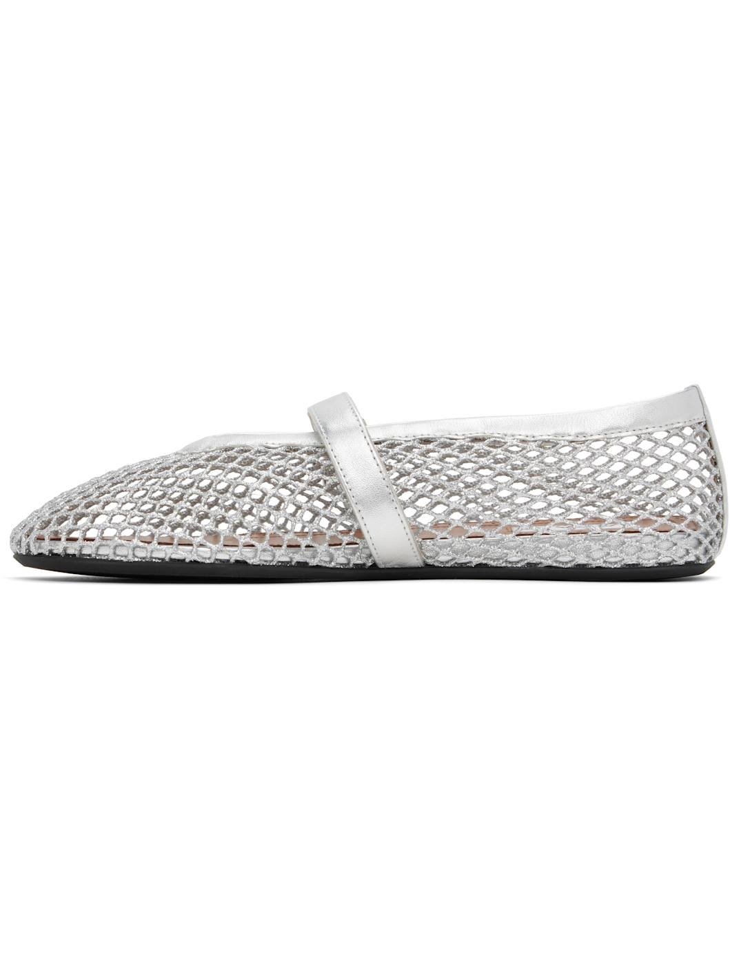 Silver Fishnet Ballerina Flats - 3
