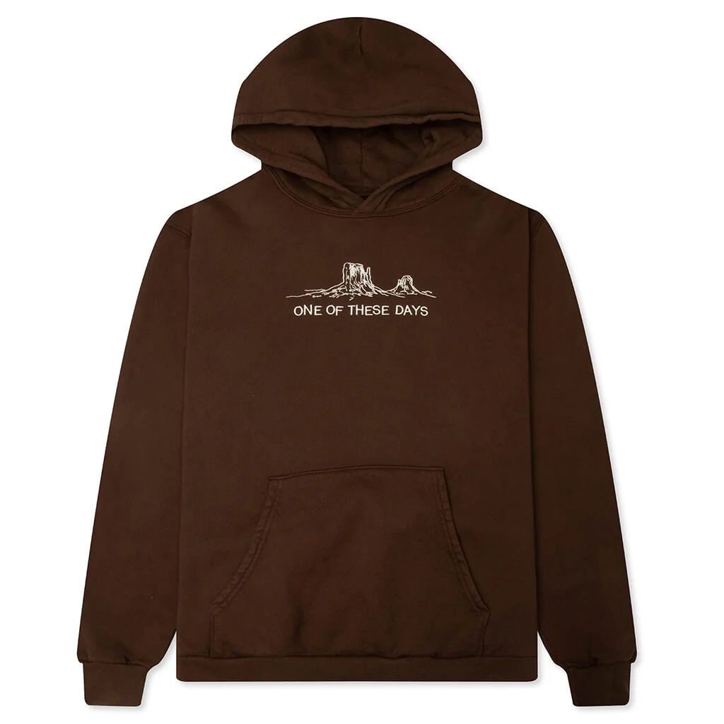 FOLLOW THE ROAD PULLOVER HOODIE - DARK BROWN - 1