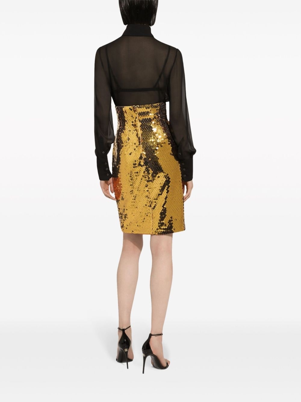 sequin-embellished high-waisted skirt - 4