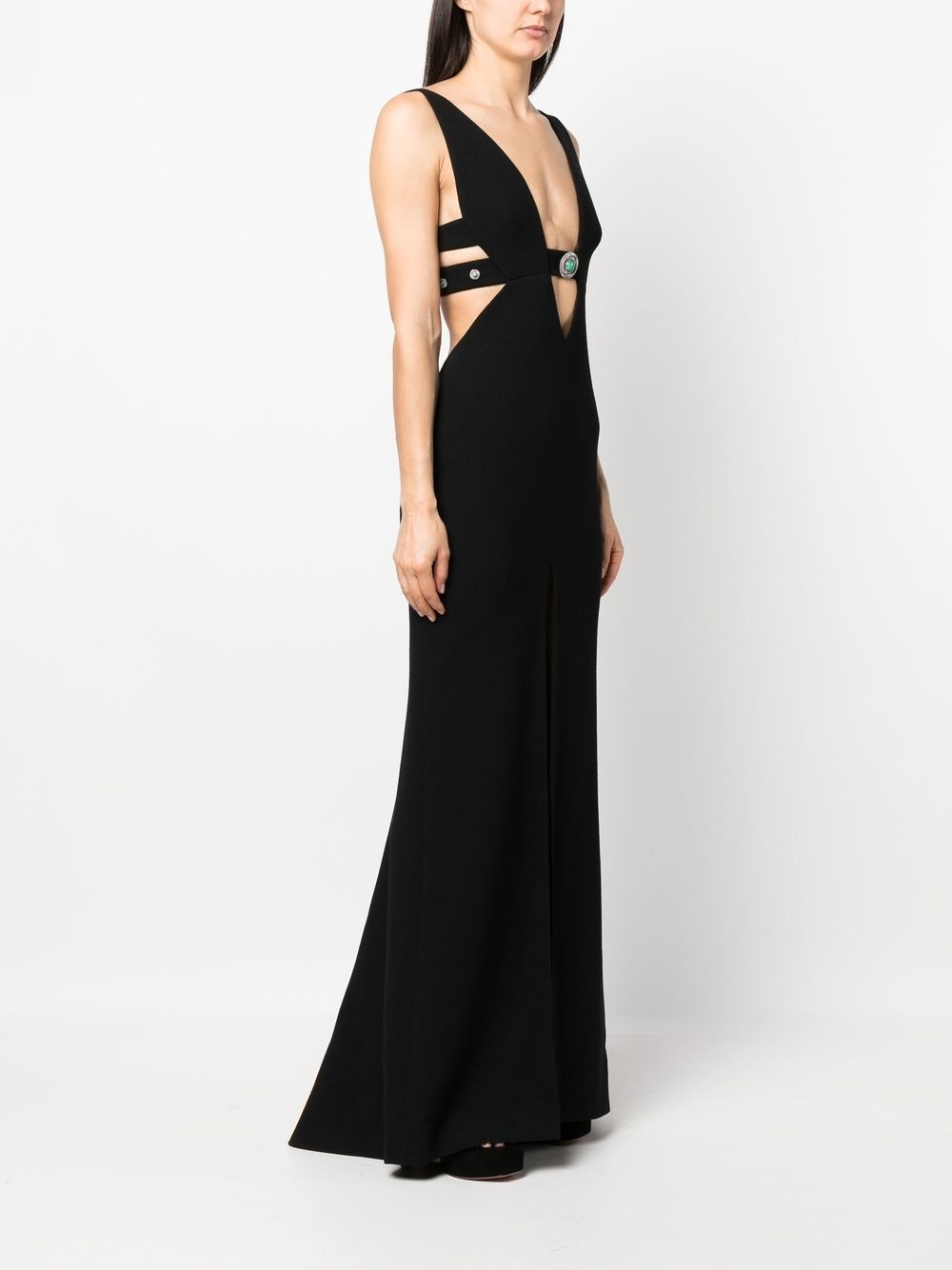 cut-out detail wool dress - 3