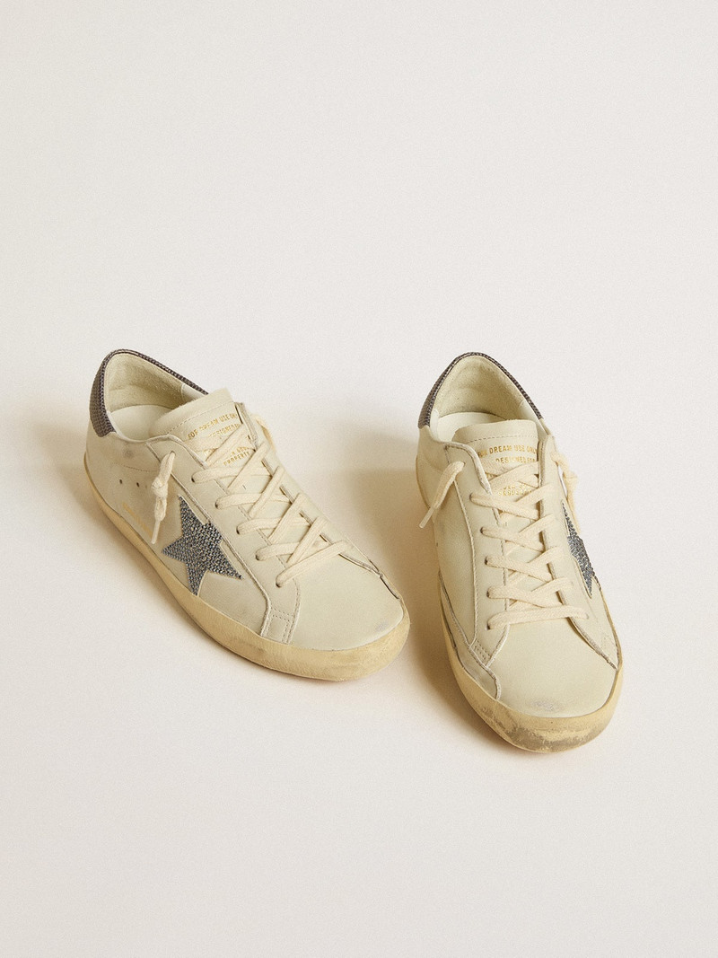 Golden Goose Super-Star LTD with blue leather star and detail with chains and pearls outlook