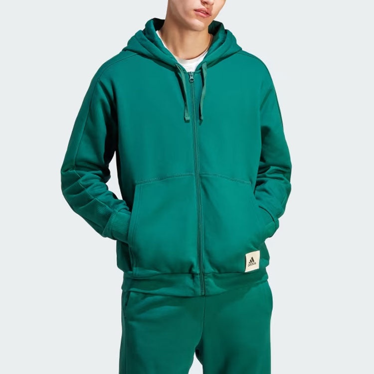 adidas Lounge French Terry Full-Zip Sweatshirt 'Collegiate Green' IQ3427 - 2
