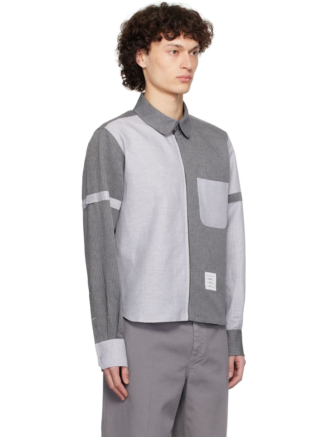 Gray Round Hem RC Zip Up Shirt - 2