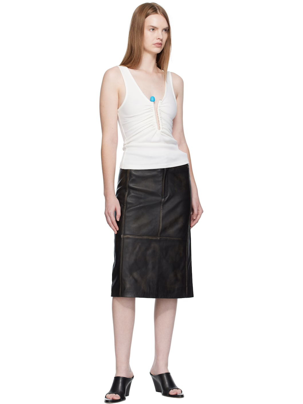 White Crystal Pin Tank Top - 4