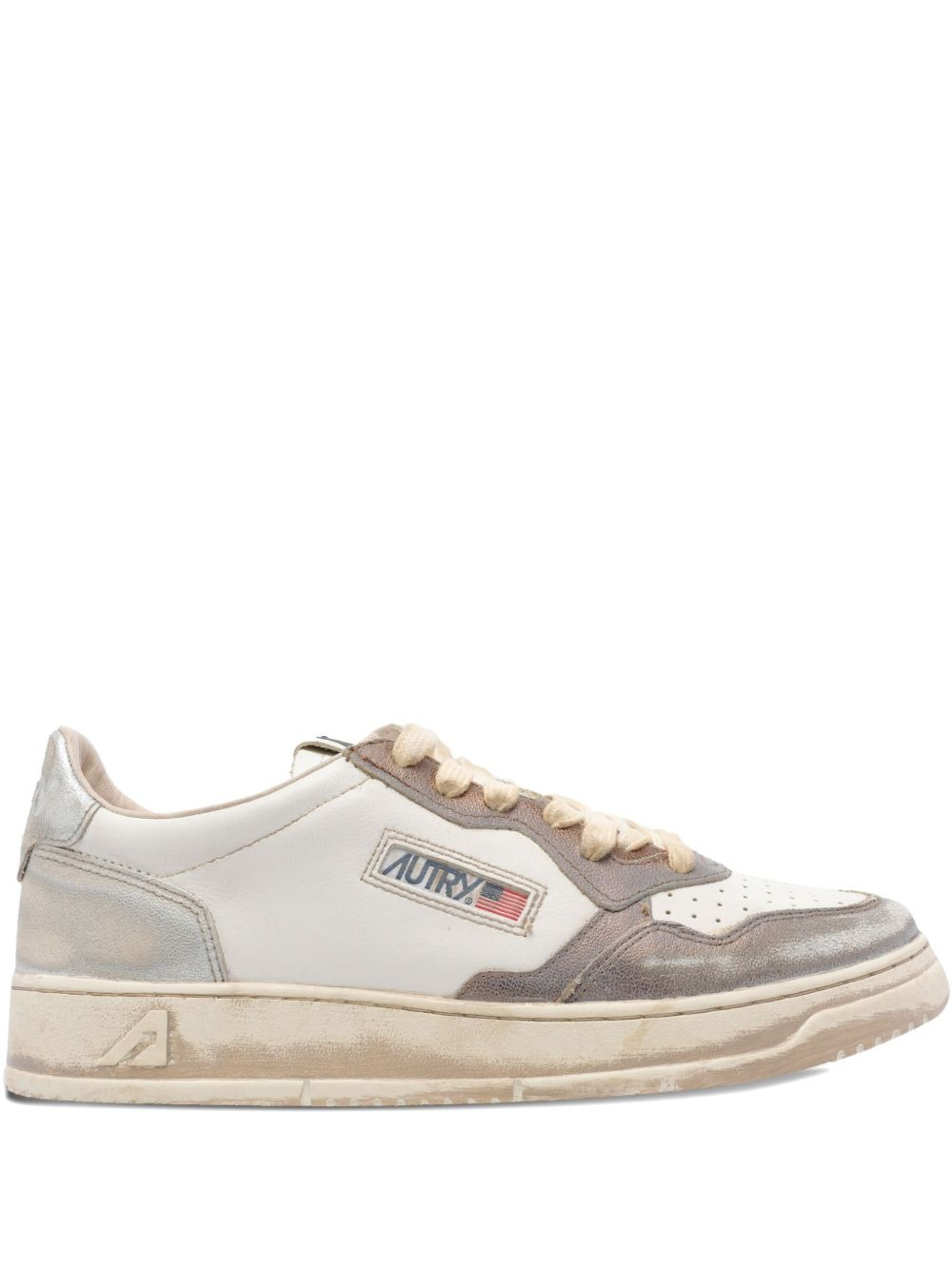 leather logo sneakers - 1