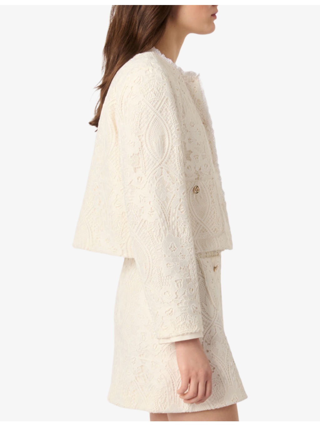 Guipure Cropped Woven Jacket - 3
