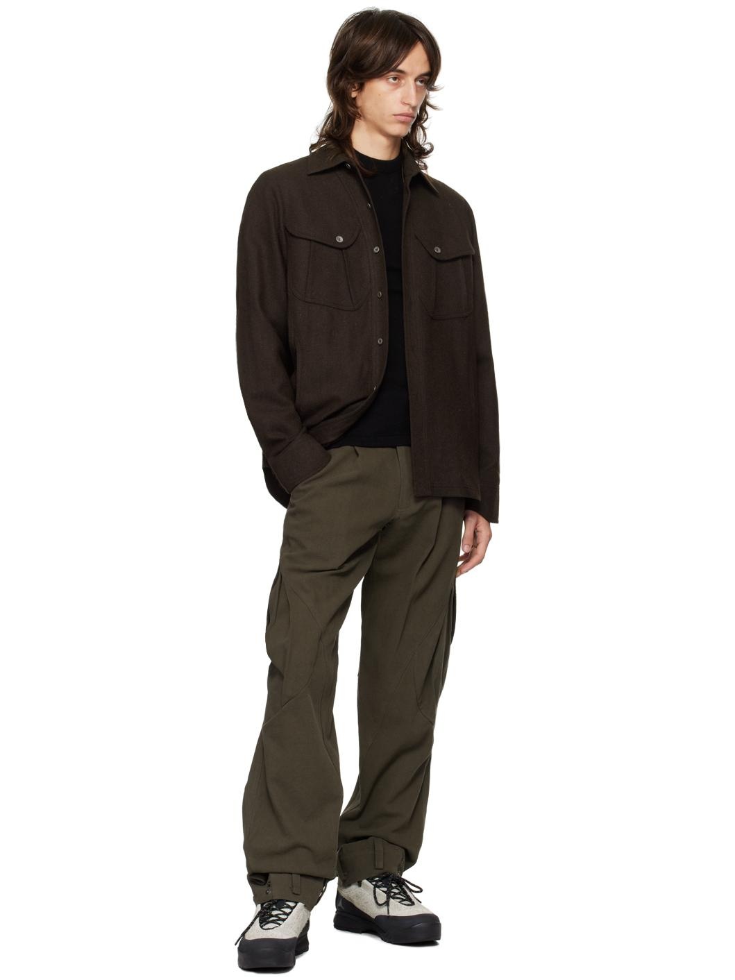 Brown Wool Pockets Shirt - 5