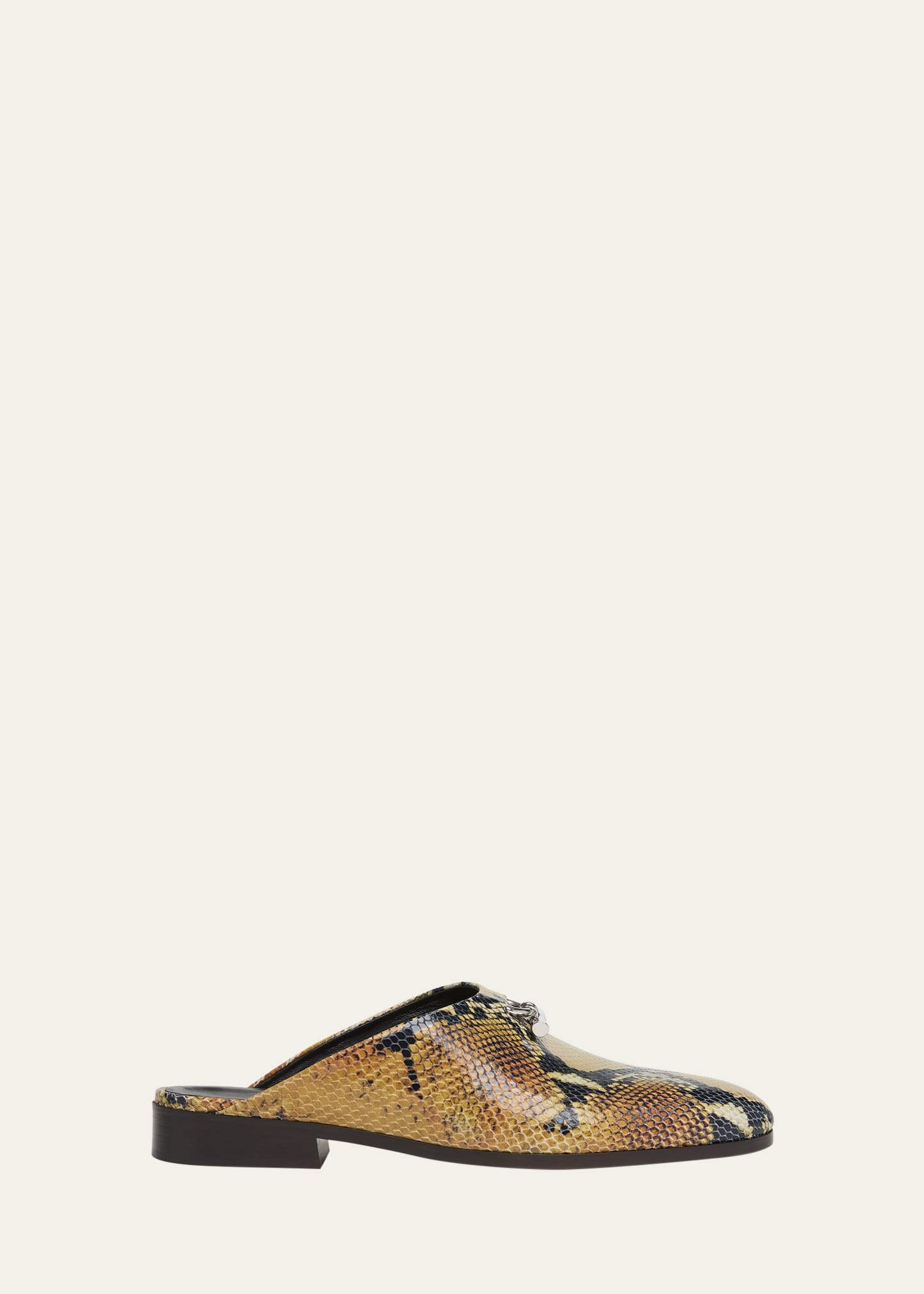 Men's Snake-Effect Leather Mules - 1