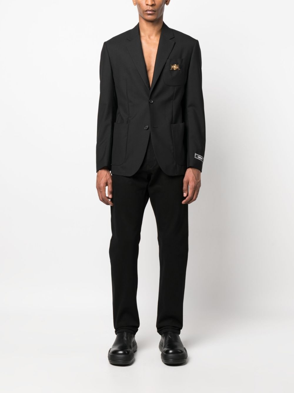 logo-plaque single-breasted blazer - 2