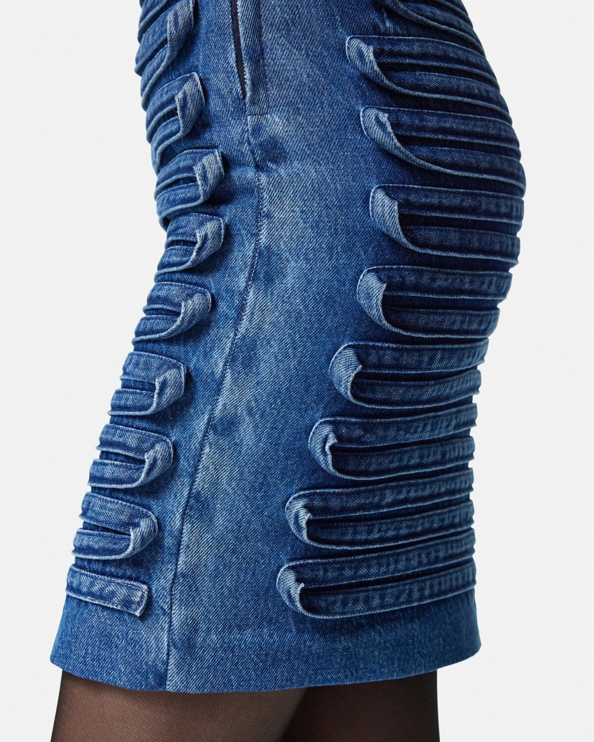 Denim Fitted Mini Skirt - 3