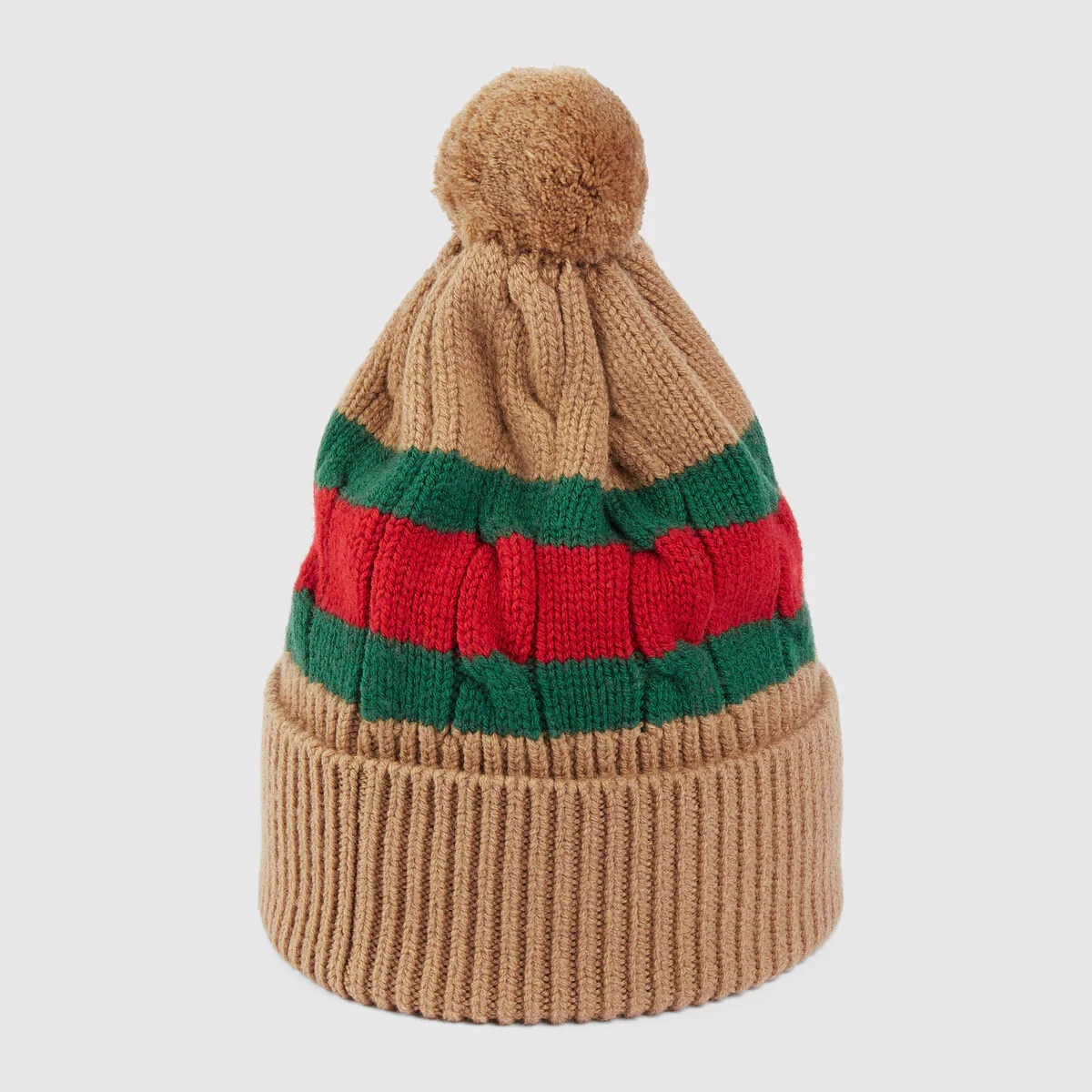 Wool knit hat with Web stripe - 3