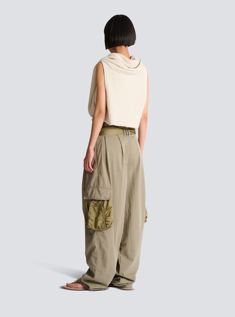 Cotton twill high-waisted trousers 4