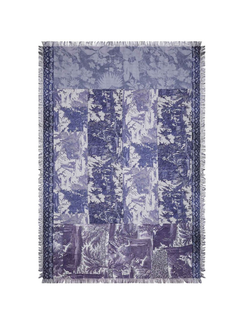Aloeuw printed fringe silk scarf 1