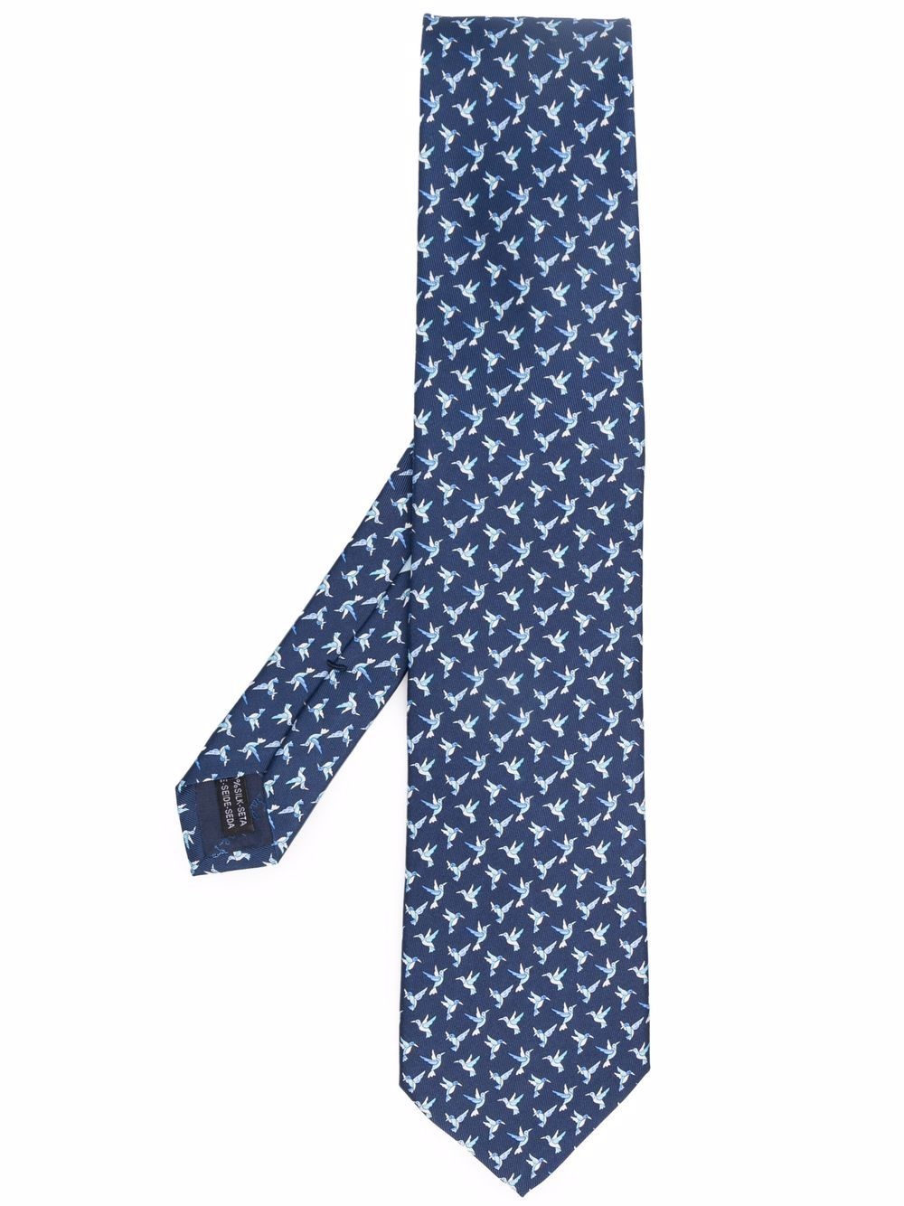 bird-motif silk tie - 1