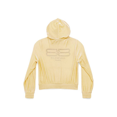 BALENCIAGA Women's Bb Paris Strass Zip-up Hoodie Fitted in Cream outlook