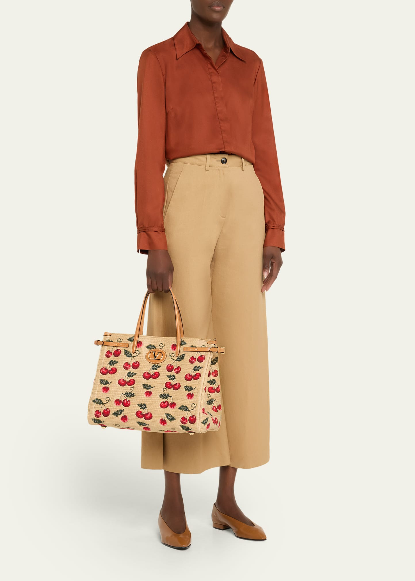 Antibes Medium Cherry Tote Bag in Cotton Jacquard - 6