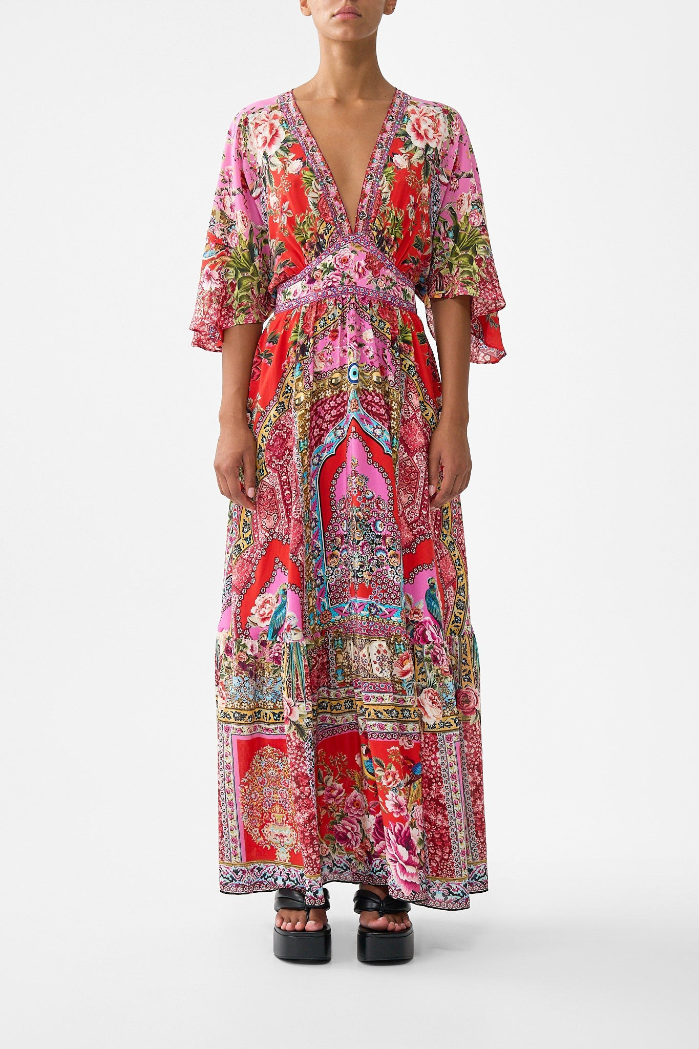 WAISTED DRESS WITH HEM RUFFLE - 2