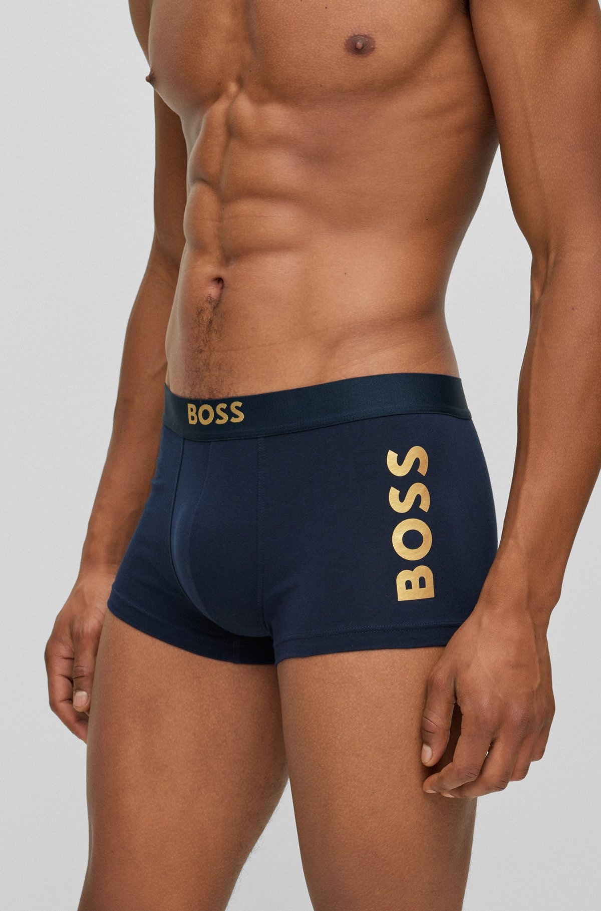 STRETCH-COTTON TRUNKS WITH METALLIC-EFFECT LOGOS - 4