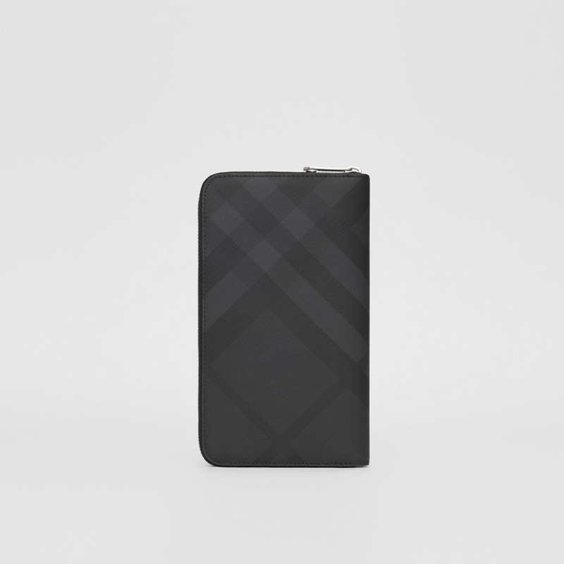 London Check and Leather Ziparound Wallet 5