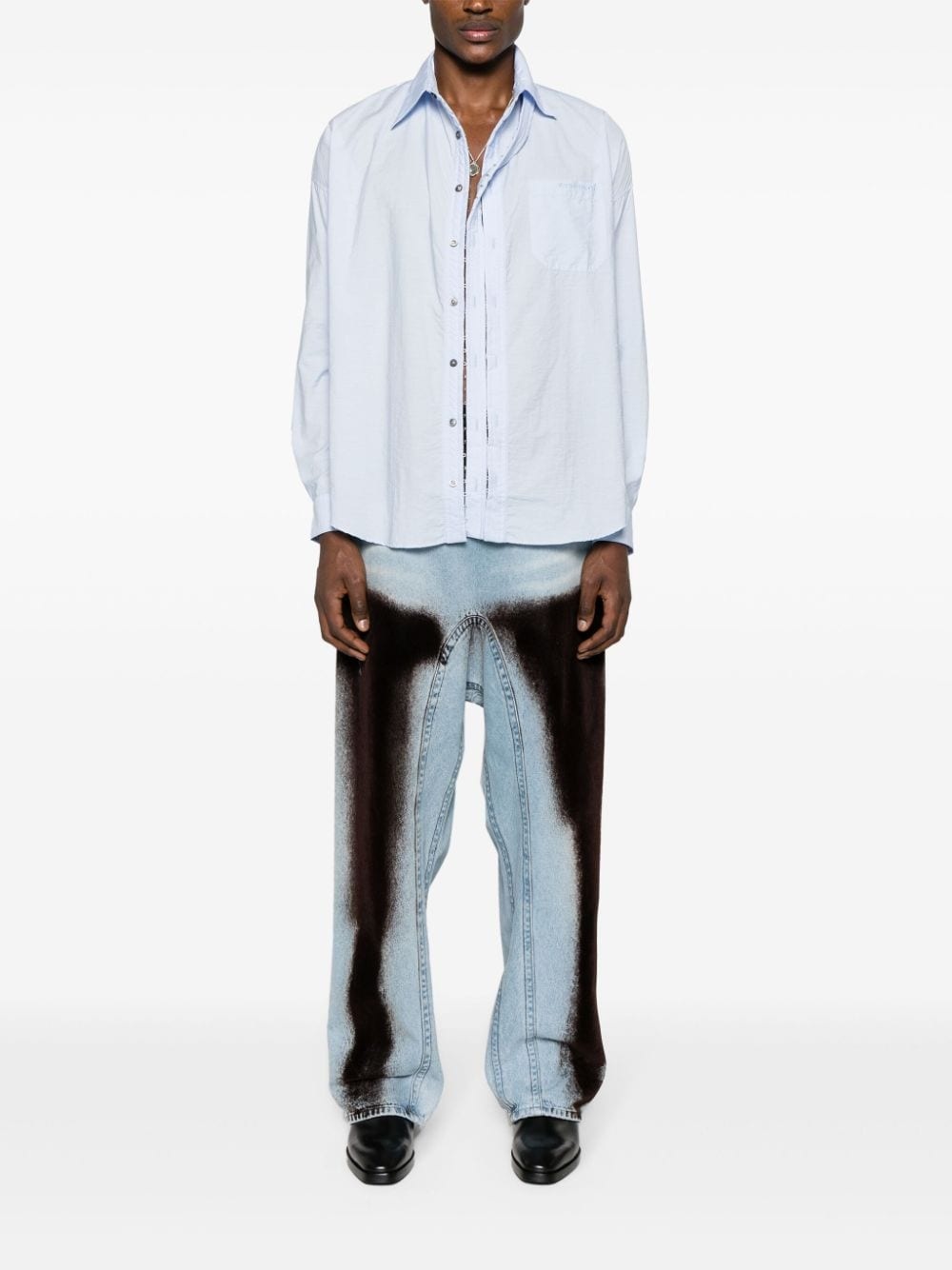 asymmetric cotton-blend shirt - 2