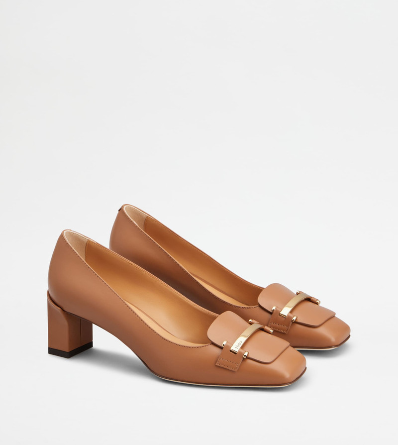 PUMPS IN LEATHER - BROWN 4